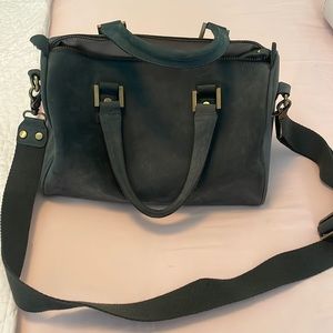 Steal Blue satchel suede, like new. Size 12” x 8 x 5
